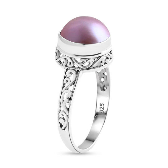 Rosa Mabe Perle (10-11 mm) Ring 925 Silber (Größe 17.00)
