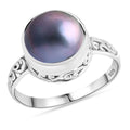 Royal Bali - Blau Mabe Perle (10-11 mm) Ring 925 Silber (Größe 16.00)