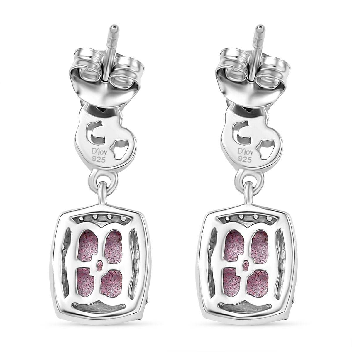 D'Joy Maulbeer Mondstein, Orissa Rose Granat Ohrringe 925 Silber Rhodiniert und 750 Gelbgold Vermeil ca. 3.86 ct