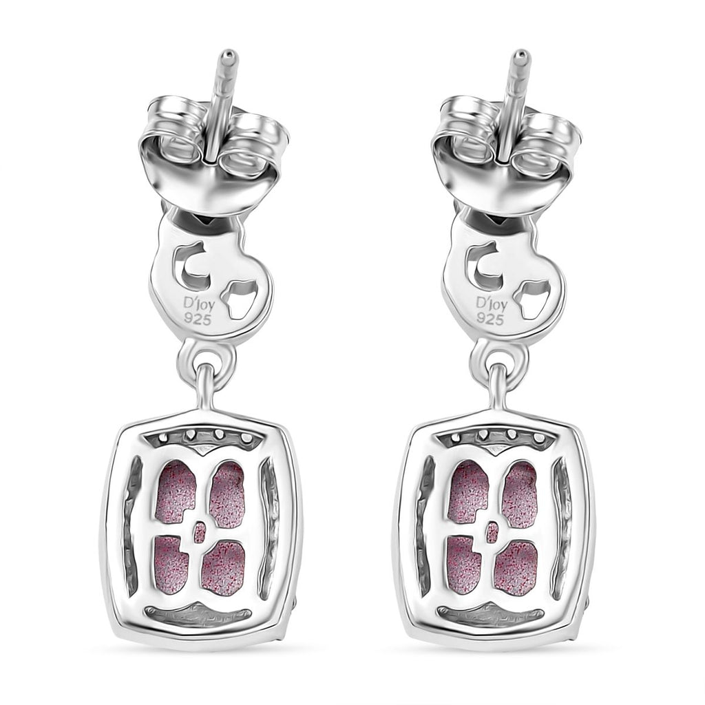 D'Joy Maulbeer Mondstein, Orissa Rose Granat Ohrringe 925 Silber Rhodiniert und 750 Gelbgold Vermeil ca. 3.86 ct