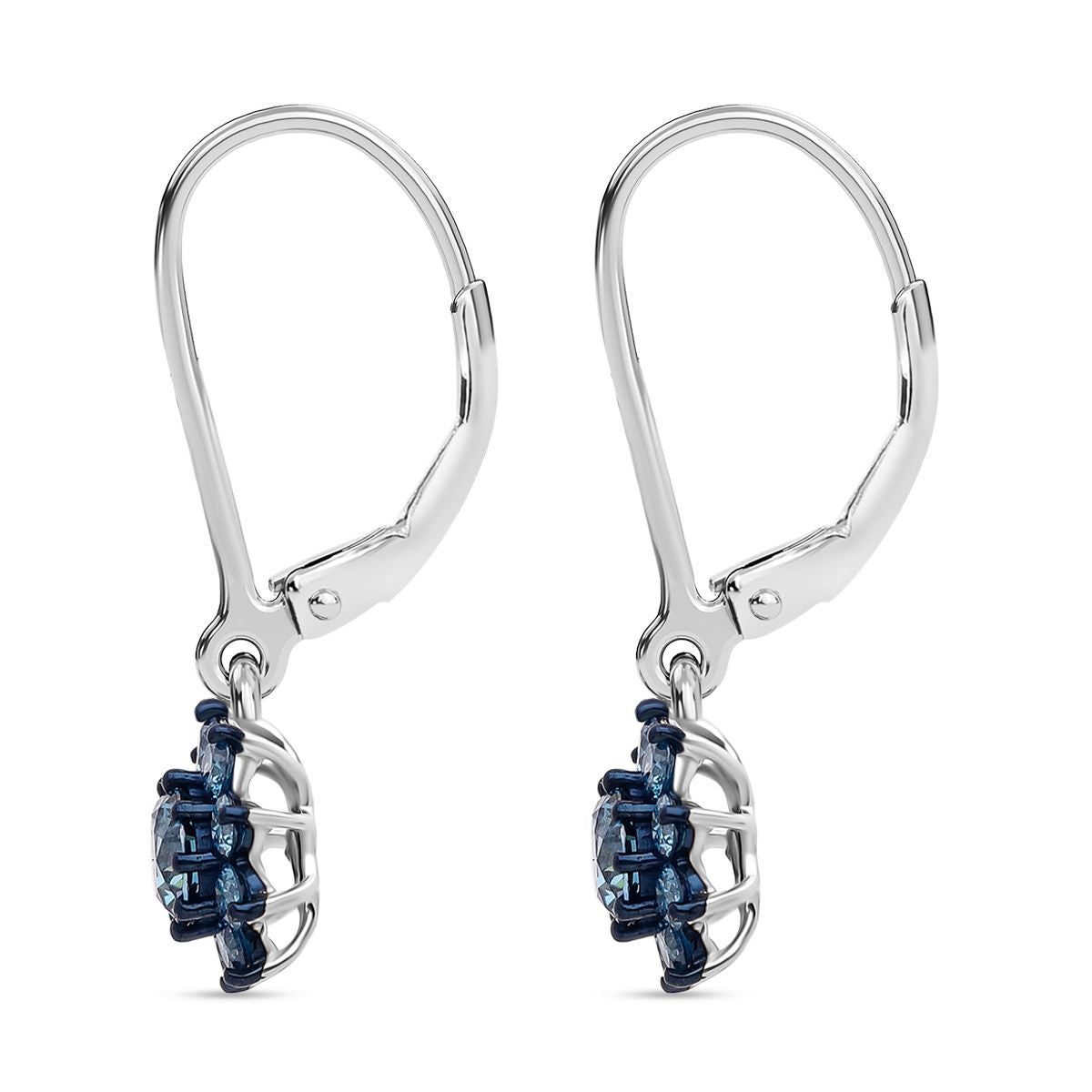 LUXURIANT DIAMOND - Lab Grown Blauer Diamant SI-GH SGL zertifiziert Ohrringe, 925 Silber rhodiniert ca. 1,00 ct.