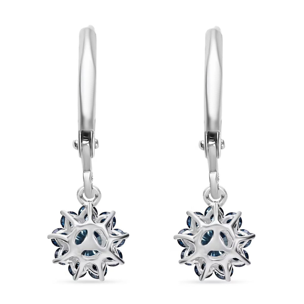LUXURIANT DIAMOND - Lab Grown Blauer Diamant SI-GH SGL zertifiziert Ohrringe, 925 Silber rhodiniert ca. 1,00 ct.