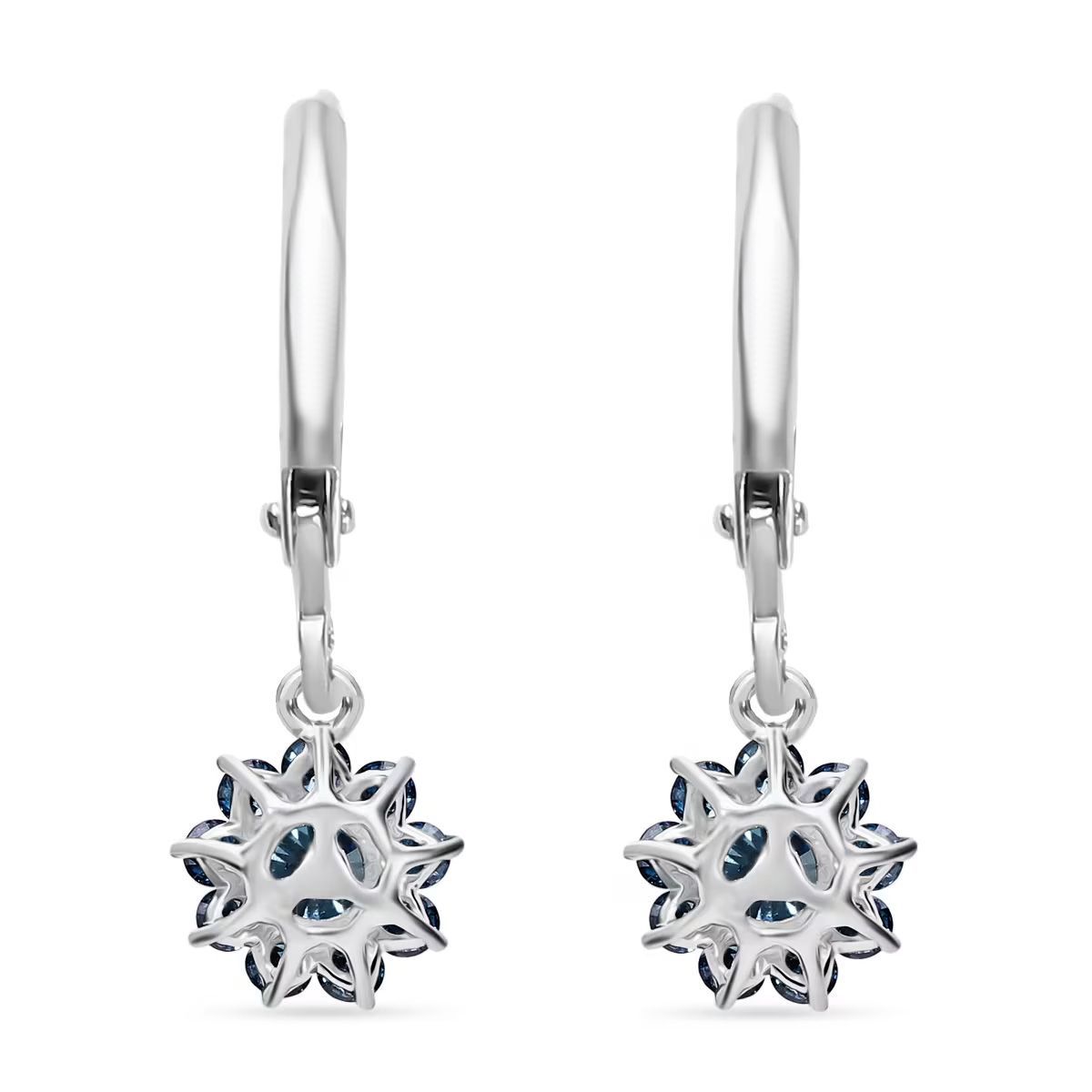 LUXURIANT DIAMOND - Lab Grown Blauer Diamant SI-GH SGL zertifiziert Ohrringe, 925 Silber rhodiniert ca. 1,00 ct.