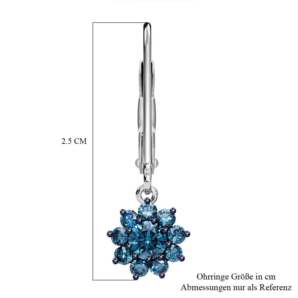 LUXURIANT DIAMOND - Lab Grown Blauer Diamant SI-GH SGL zertifiziert Ohrringe, 925 Silber rhodiniert ca. 1,00 ct.