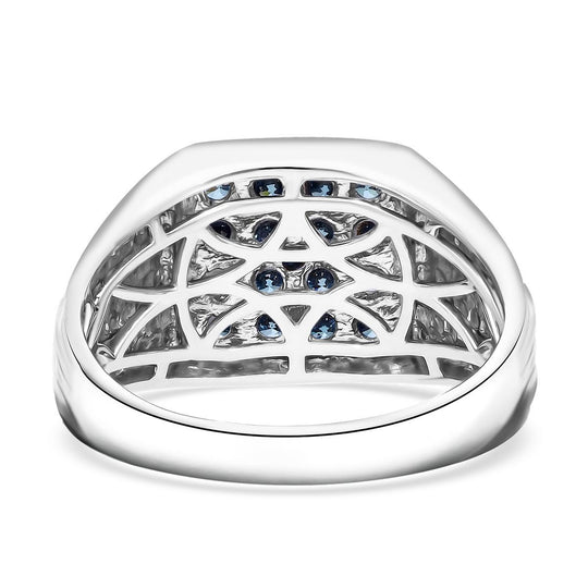 LUXURIANT DIAMOND - Lab Grown Blauer Diamant SI-GH SGL zertifiziert Ring 925 Silber rhodiniert (Größe 17.00) ca. 1.00 ct