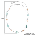 Larimar, Süßwasser Perle Halskette ca. 50 cm 925 Silber rhodiniert