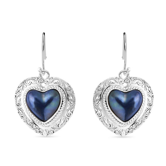 Blau Mabe Perle (8 mm) Ohrringe 925 Silber