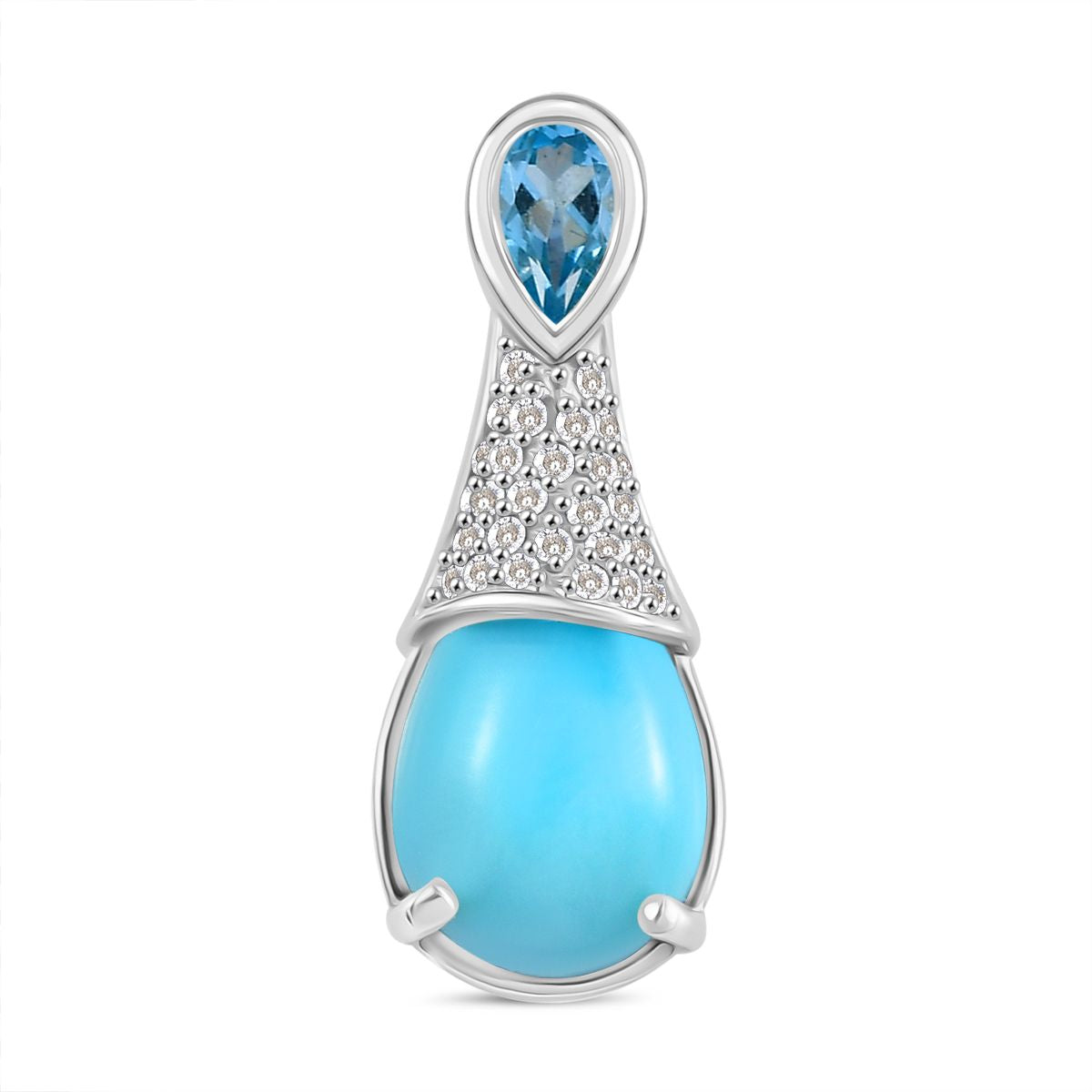 D'Joy Larimar, Himmelblauer Topas Anhänger 925 Silber rhodiniert ca. 2.78 ct