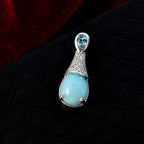 D'Joy Larimar, Himmelblauer Topas Anhänger 925 Silber rhodiniert ca. 2.78 ct