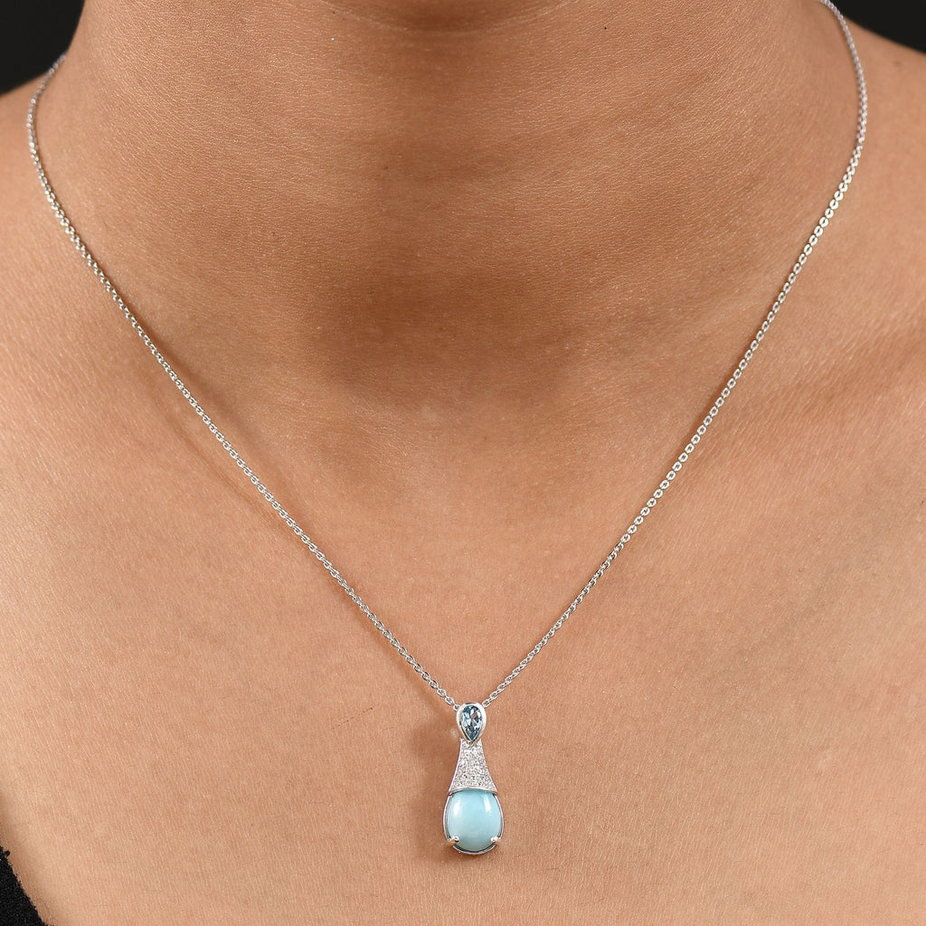 D'Joy Larimar, Himmelblauer Topas Anhänger 925 Silber rhodiniert ca. 2.78 ct