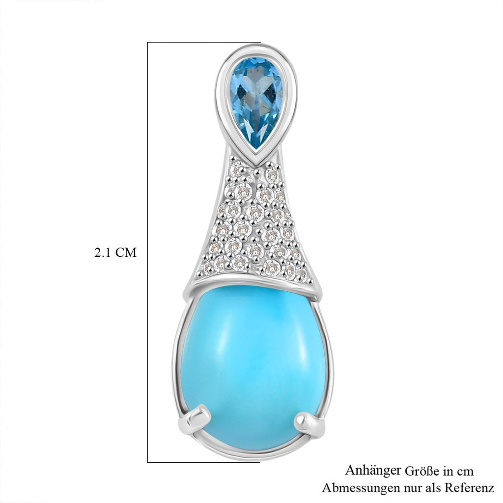 D'Joy Larimar, Himmelblauer Topas Anhänger 925 Silber rhodiniert ca. 2.78 ct