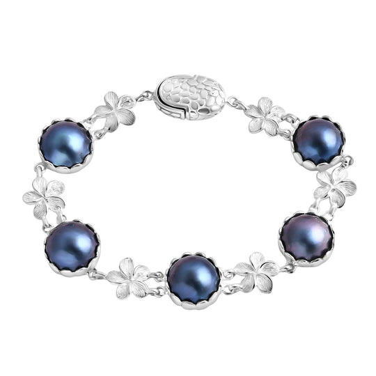 D'Joy Royal Bali- Mabe Perle (8-10 mm) 19cm Armband in 925 Silber