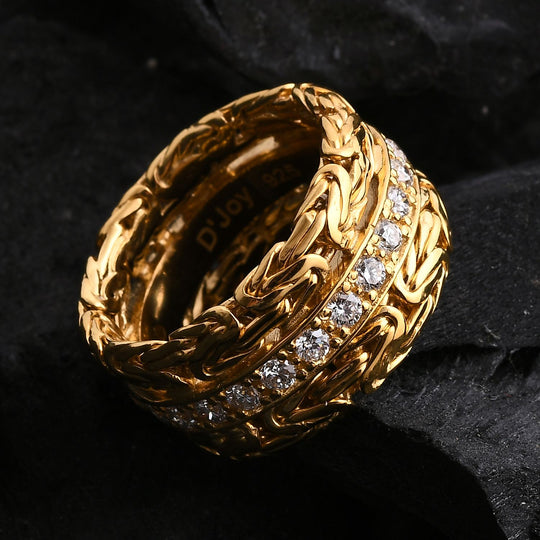 SHOPLC EXKLUSIV Royal Bali - Lab Grown Diamant SI-GH Ring 925 Silber (Größe 19.00) 916 Gelbgold Vermeil ca. 0.65 ct