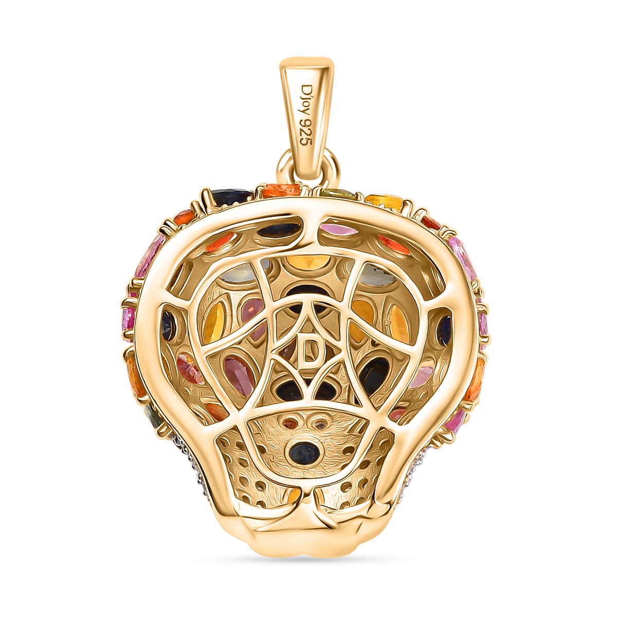 D'Joy Mehrfarbig Saphir, Moissanit Anhänger 925 Silber 750 Gelbgold Vermeil ca. 9.15 ct