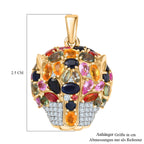 D'Joy Mehrfarbig Saphir, Moissanit Anhänger 925 Silber 750 Gelbgold Vermeil ca. 9.15 ct