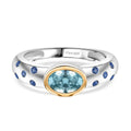 D'Joy Blauer Zirkon, Blauer Saphir Ring 925 Silber rhodiniert (Größe 18.00) ca. 1,41 ct