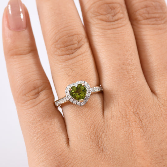 LUXORO AAA Grüner Turmalin, Weißer Diamant Ring 417 Gold (Größe 17.00)   (10-16 Werktage Lieferzeit) ca. 1,80 ct