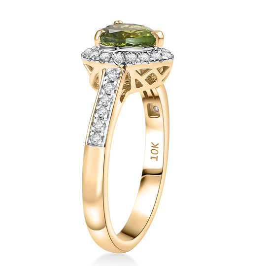 LUXORO AAA Grüner Turmalin, Weißer Diamant Ring 417 Gold (Größe 17.00)   (10-16 Werktage Lieferzeit) ca. 1,80 ct