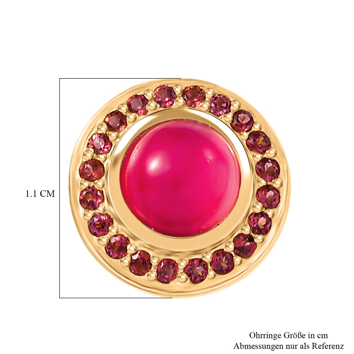 D'Joy Maulbeer Mondstein, Orissa Rose Granat Ohrringe 925 Silber 750 Gelb Vergoldet ca. 2.65 ct