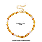 Weiße Süßwasser Perle (5-7 mm), Bernstein Armband, Flexibles ca. 19 cm + 5 cm Extender, 925 Silber vergoldet