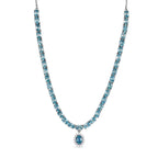 D'Joy Blauer Zirkon Halskette ca. 45 cm 925 Silber rhodiniert ca. 25,96 ct.