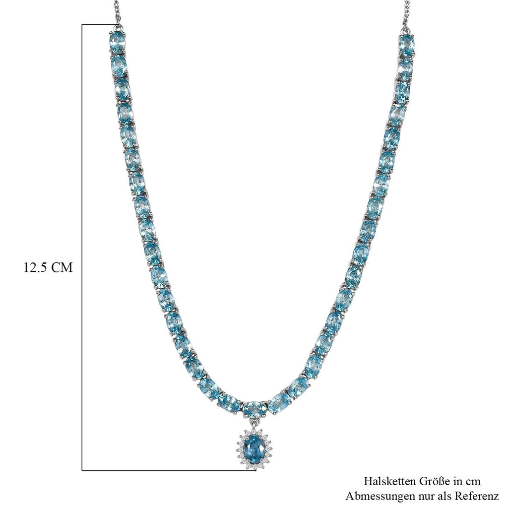 D'Joy Blauer Zirkon Halskette ca. 45 cm 925 Silber rhodiniert ca. 25,96 ct.