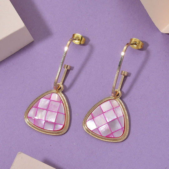 Rosa Muschelkernperlen Ohrringe, Legierung in Goldton