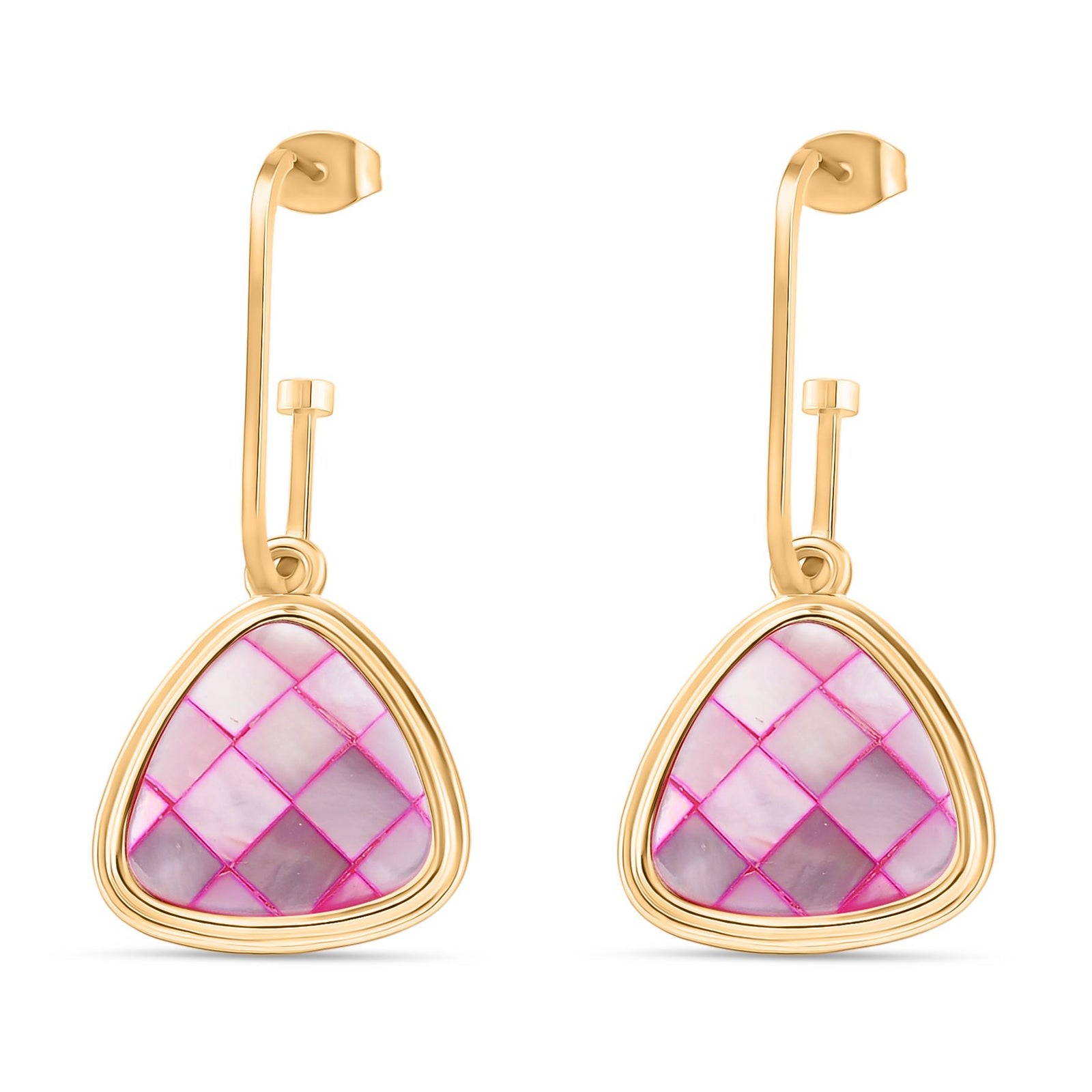 Rosa Muschelkernperlen Ohrringe, Legierung in Goldton