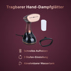 LIVMORE - Tragbarer Handdampfglätter, 1780 Watt, Keramikdampfsohle, 320 ml Wassertank, 3 Dampfstufen