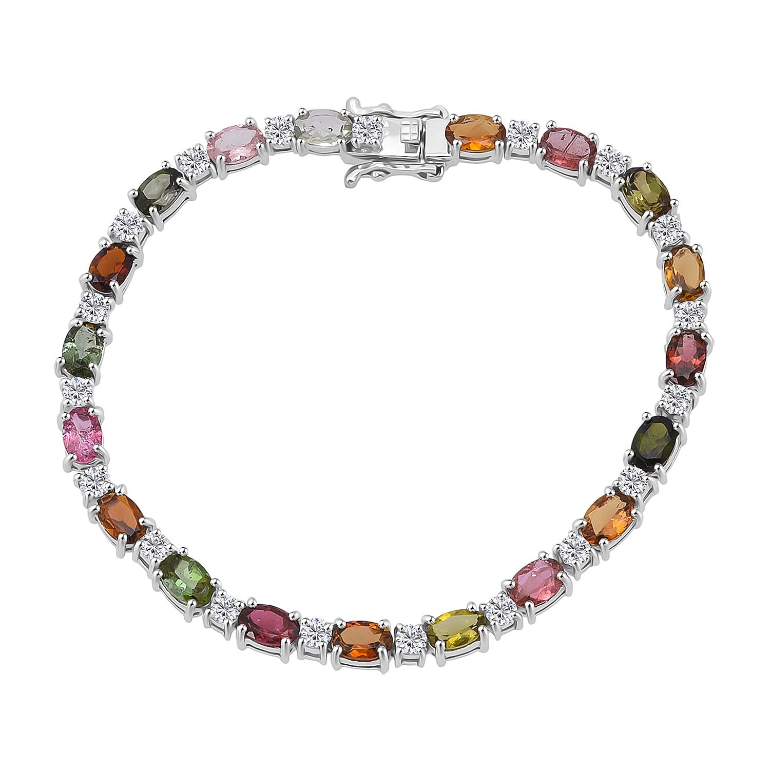 D'Joy AA Mehrfarbig-Turmalin, Moissanit Armband ca. 18.5 cm 925 Silber rhodiniert ca. 10,26 ct.