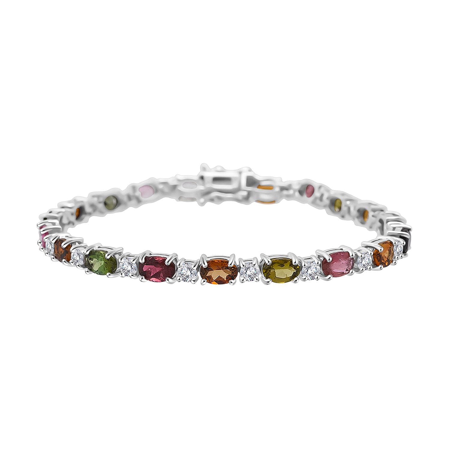 D'Joy AA Mehrfarbig-Turmalin, Moissanit Armband ca. 18.5 cm 925 Silber rhodiniert ca. 10,26 ct.