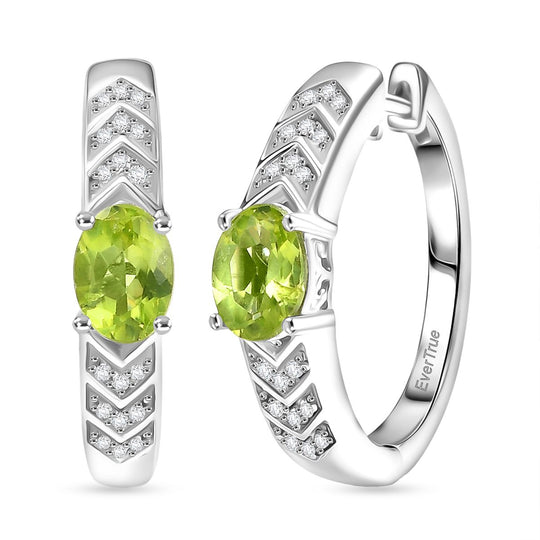 EVER TRUE Peridot, Weißer Zirkon Ohrringe Nickelfreies Messing, Goldfarben, ca. 1,76 ct.