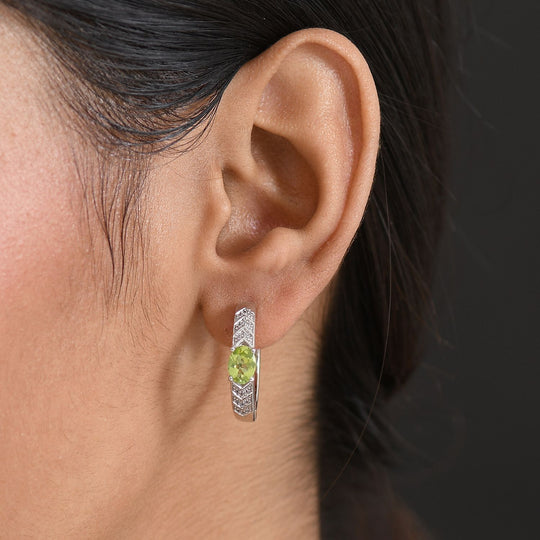 EVER TRUE Peridot, Weißer Zirkon Ohrringe Nickelfreies Messing, Goldfarben, ca. 1,76 ct.