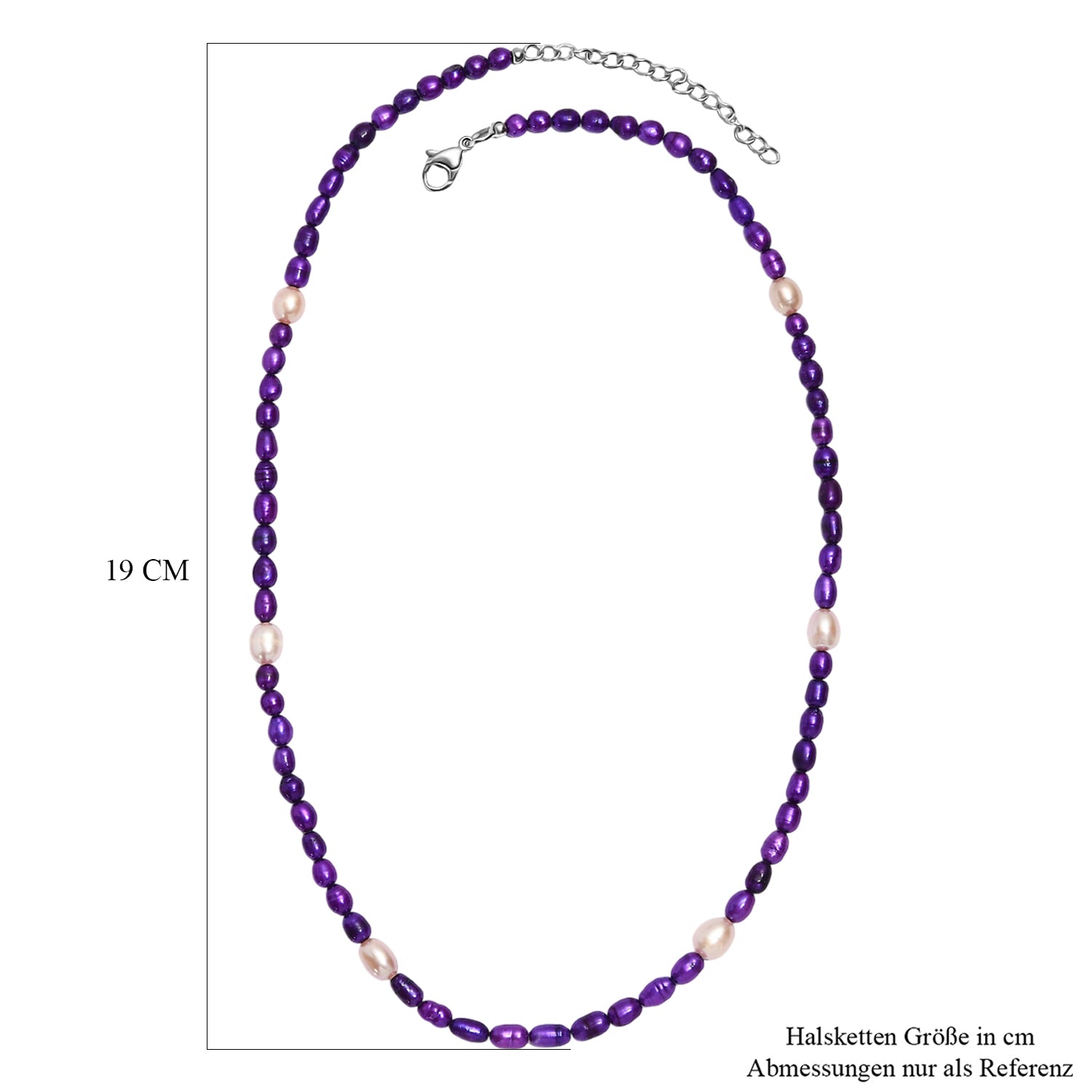 Violette Perle, Süßwasser Perle Halskette ca. 45 cm + 5 cm Extender, 316L Edelstahl