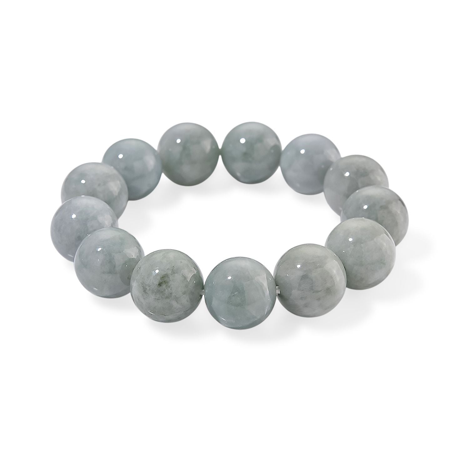 EXTREM SELTEN Natürliche Weiße Jadeit Jade (15-17mm) Armband, flexibel (ca. 18 - 19 cm), ca. 475.00 ct