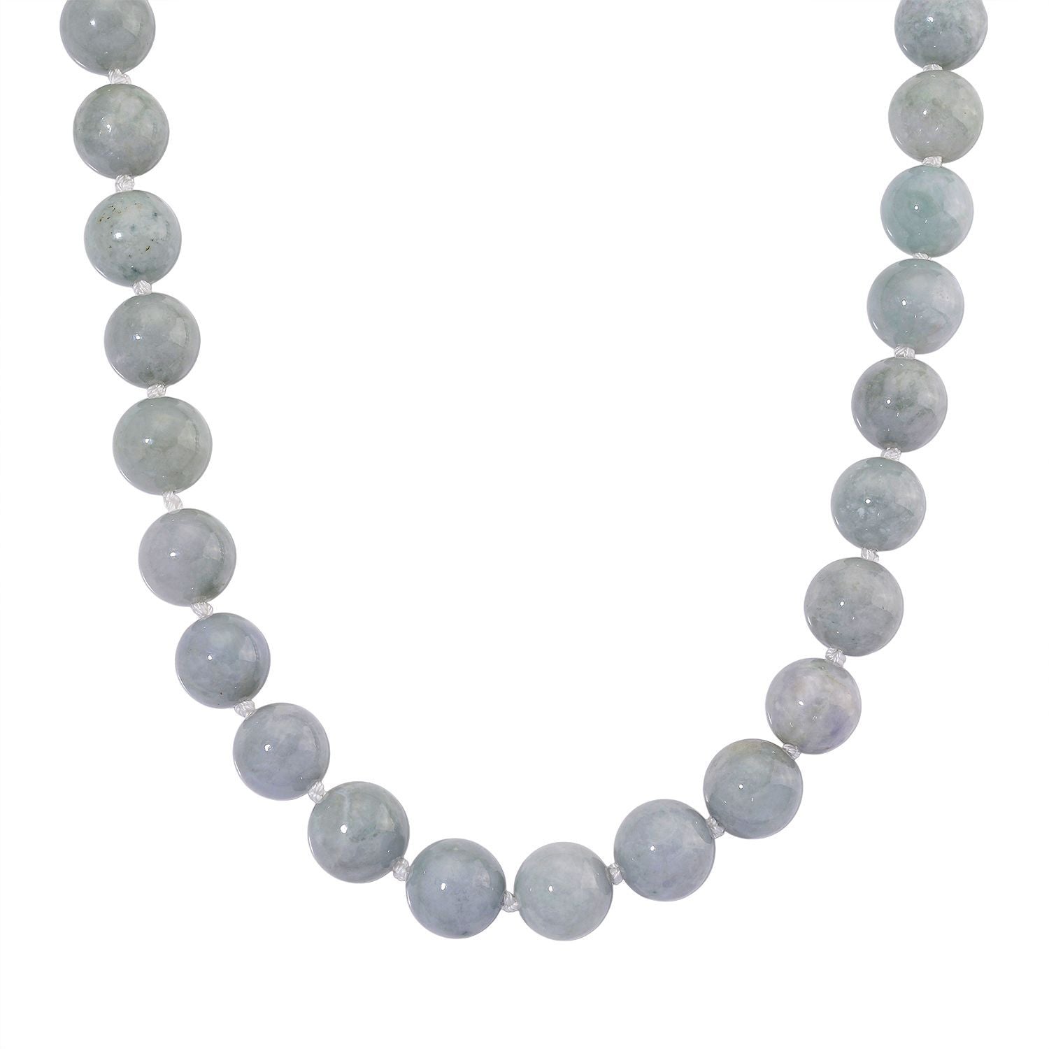 EXTREM SELTEN Natürliche Weiße Jadeite Jade (15-17mm) Halskette, flexibel (ca. 45 cm - 56 cm), 925 Silber rhodiniert ca. 875.00 ct