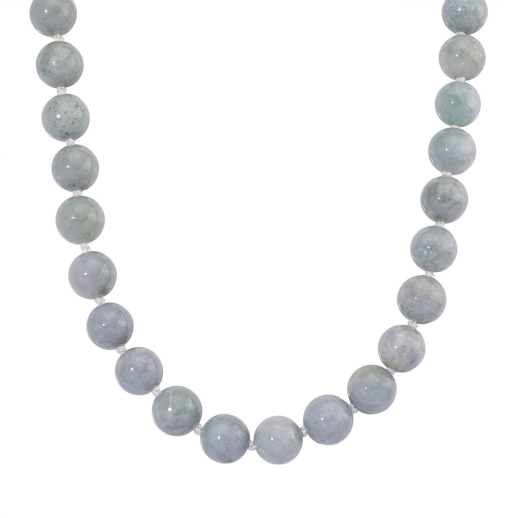 EXTREM SELTEN Natürliche Weiße Jadeite Jade (15-17mm) Halskette, flexibel (ca. 45 cm - 56 cm), 925 Silber rhodiniert ca. 875.00 ct