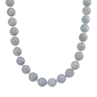 EXTREM SELTEN Natürliche Weiße Jadeite Jade (15-17mm) Halskette, flexibel (ca. 45 cm - 56 cm), 925 Silber rhodiniert ca. 875.00 ct