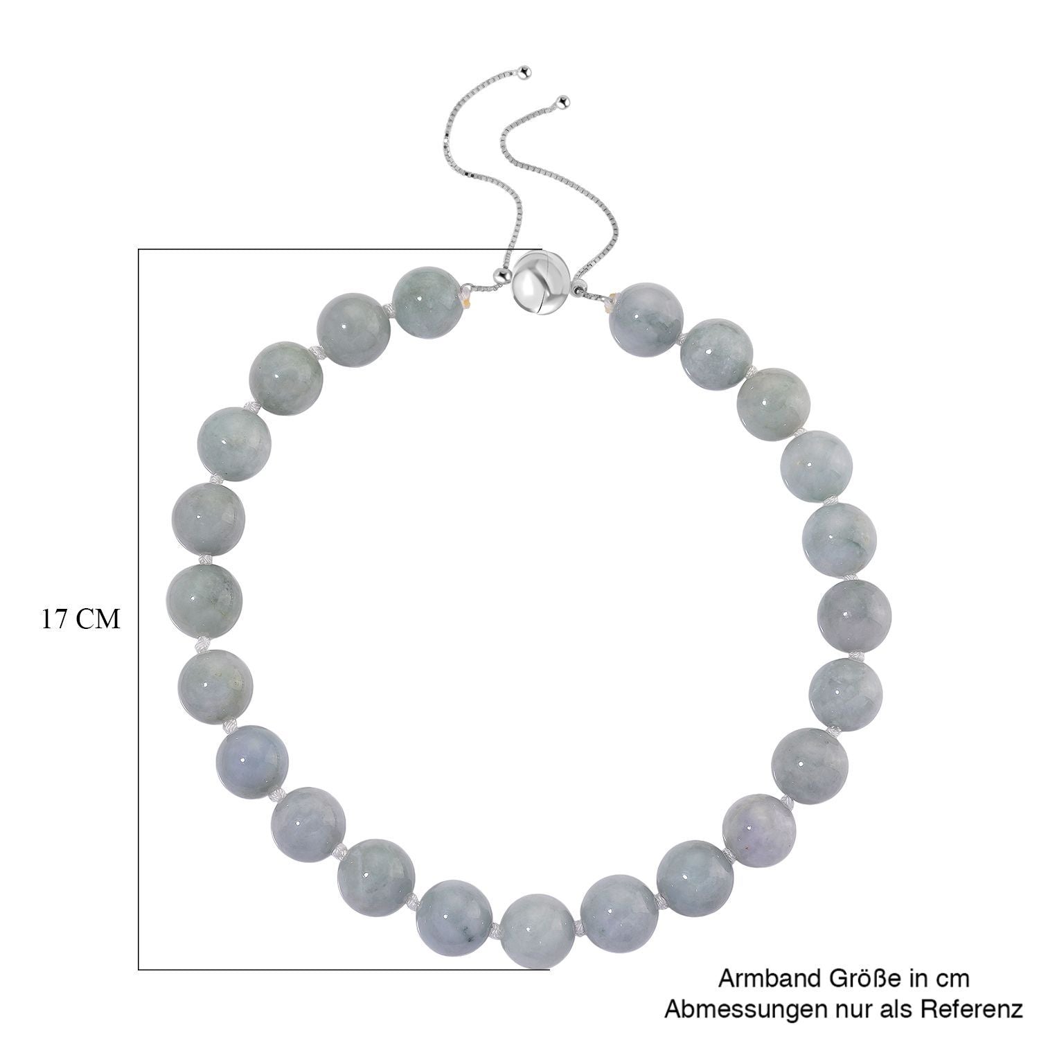 EXTREM SELTEN Natürliche Weiße Jadeite Jade (15-17mm) Halskette, flexibel (ca. 45 cm - 56 cm), 925 Silber rhodiniert ca. 875.00 ct