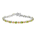 D'joy Natürlicher Peridot, Natürlicher Rhodolith Granat Armband ca. 19 cm 925 Silber Rhodiniert und 750 Gelbgold Vermeil ca. 7.61 ct