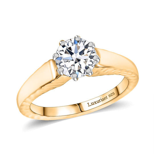 LUXURIANT DIAMOND -Lab Grown Diamant SI-GH Ring 925 Silber Rhodiniert und 750 Gelbgold Vermeil (Größe 20.00) ca. 1.00 ct