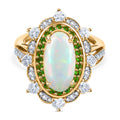 D'Joy AA Natürlicher, äthiopischer Welo Opal, Moissanit Ring 925 Silber 750 Gelbgold Vermeil (Größe 17.00) ca. 3,29 ct