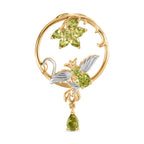 Djoy Natürlicher Peridot Anhänger 925 Silber platiniert und vergoldet ca. 1.95 ct