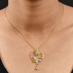 Djoy Natürlicher Peridot Anhänger 925 Silber platiniert und vergoldet ca. 1.95 ct
