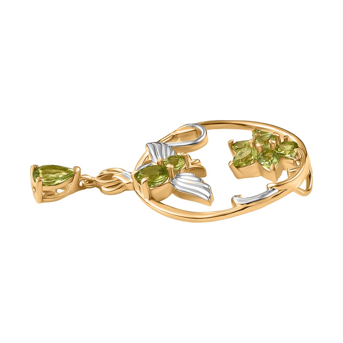 Djoy Natürlicher Peridot Anhänger 925 Silber platiniert und vergoldet ca. 1.95 ct