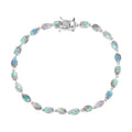 AA natürliches, äthiopisches Welo Opal und Labor Diamant 19cm Armband, 925 Silber rhodiniert - 6,88 ct.