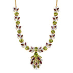 D'joy Natürlicher Peridot Halskette ca. 45 cm 925 Silber Rhodiniert und 750 Gelbgold Vermeil ca. 12.80 ct