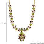 D'joy Natürlicher Peridot Halskette ca. 45 cm 925 Silber Rhodiniert und 750 Gelbgold Vermeil ca. 12.80 ct