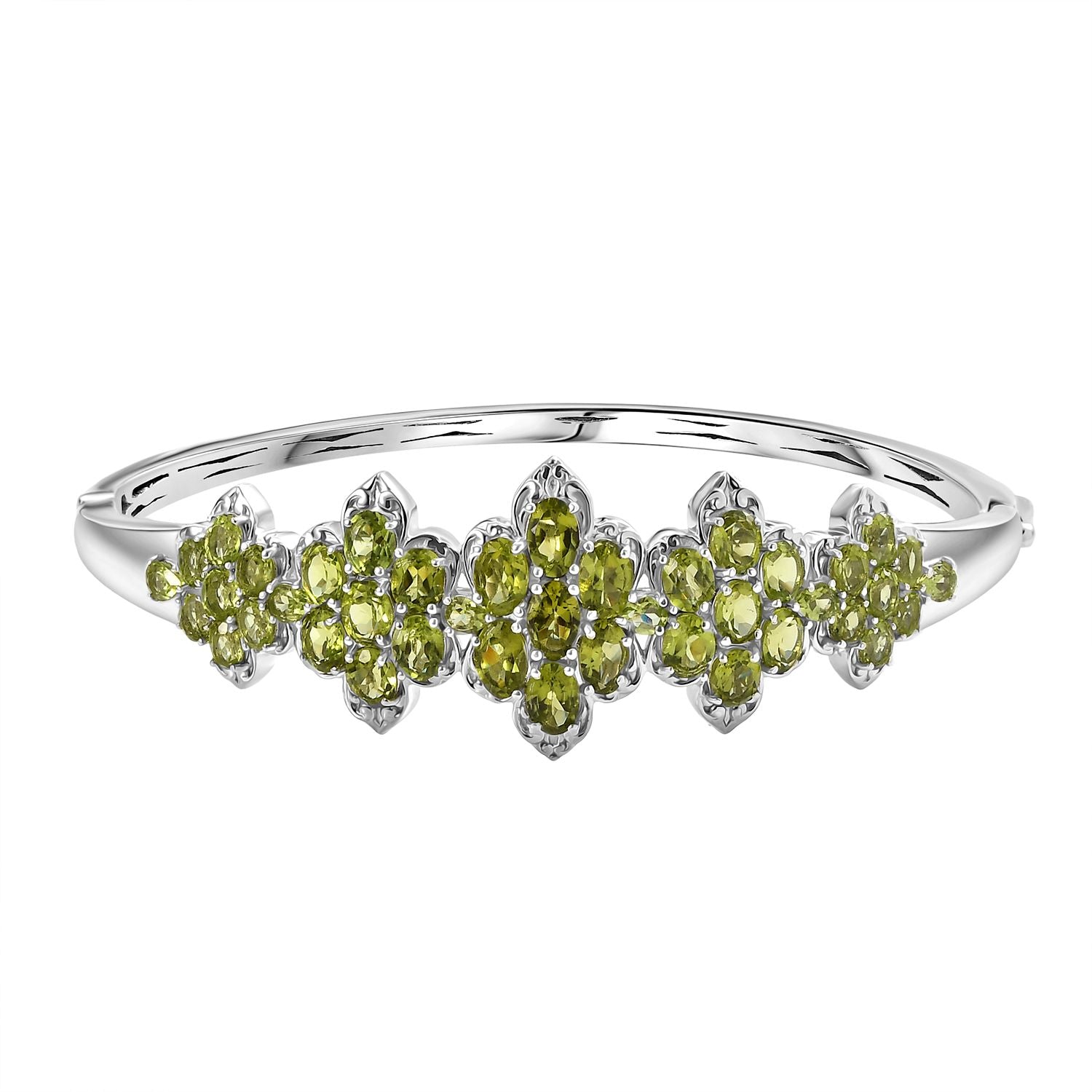 D'joy Natürlicher Peridot Armreif ca. 19 cm 925 Silber rhodiniert ca. 13,28 ct.