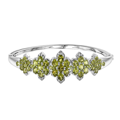 D'joy Natürlicher Peridot Armreif ca. 19 cm 925 Silber rhodiniert ca. 13,28 ct.